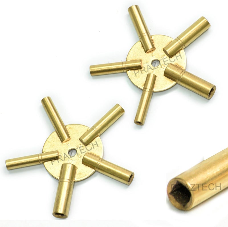 PRAZTECH ® 10‑in‑1 Solid Dual Brass Clock Winding Key Set – Universal Odd & Even Sizes 2 to 11 | For Mantel, Wall & Antique Clocks - Image 1
